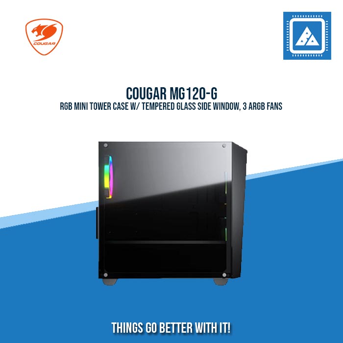 COUGAR MG120-G RGB MINI TOWER CASE W/ TEMPERED GLASS SIDE WINDOW, 3 ARGB FANS COUGAR MG120-G RGB MINI TOWER CASE W/ TEMPERED GLASS SIDE WINDOW, 3 ARGB FANS